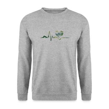 Natur - Herzschlag - Unisex Pullover - Weißgrau meliert - Vorne - Alina (178cm) & Michal (187cm)