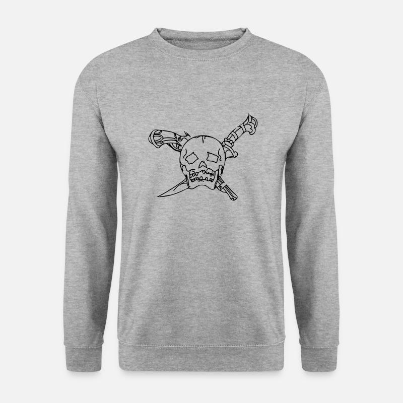 Schädel - Unisex Pullover - Weißgrau meliert