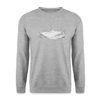 Berg Bergpanorama Alpen - Unisex Pullover - Weißgrau meliert - Vorne - Alina (178cm) & Michal (187cm)