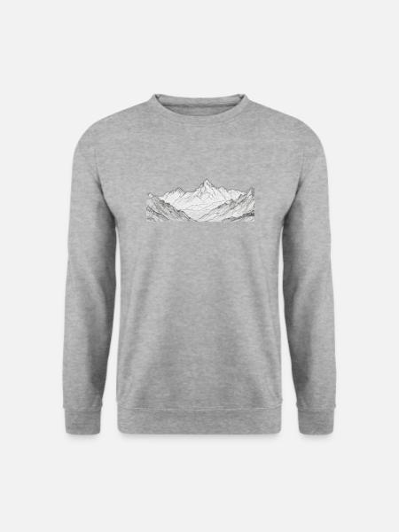Berg Bergpanorama Alpen - Unisex Pullover - Weißgrau meliert