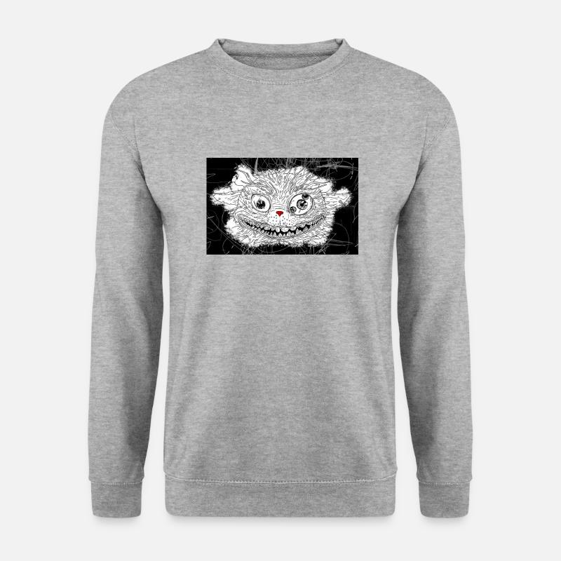 Die Grinsekatze - Unisex Pullover - Weißgrau meliert