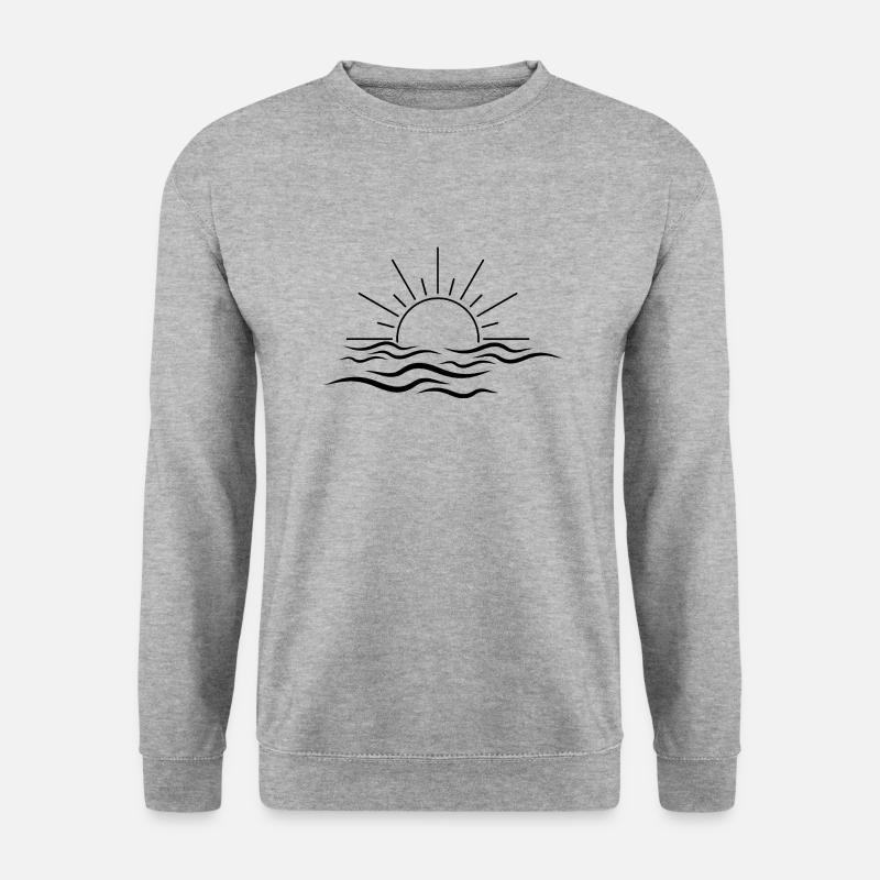 Sonne und Welle - Unisex Pullover - Weißgrau meliert