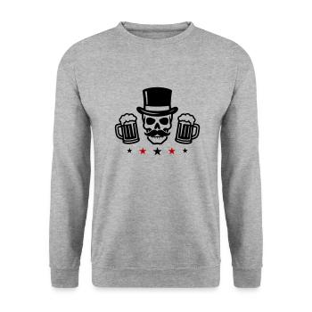 Bräutigam Skelett Jga Bier - Unisex Pullover - Weißgrau meliert - Vorne - Alina (178cm) & Michal (187cm)