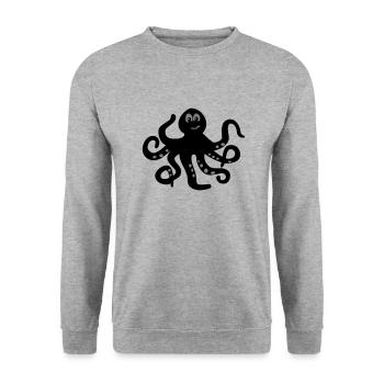 Krake - Unisex Pullover - Weißgrau meliert - Vorne - Alina (178cm) & Michal (187cm)