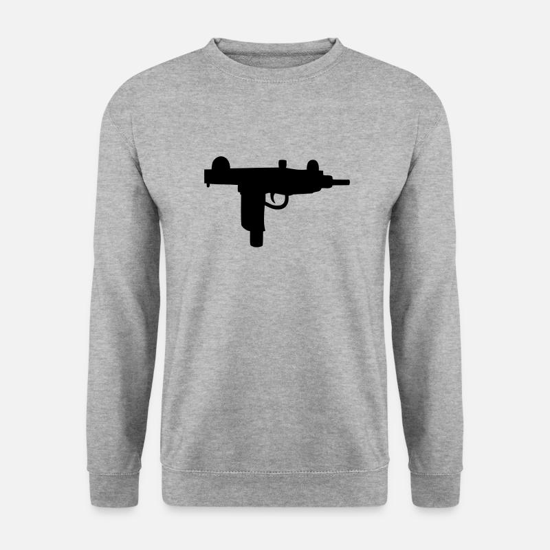 Waffe - Uzi - Unisex Pullover - Weißgrau meliert