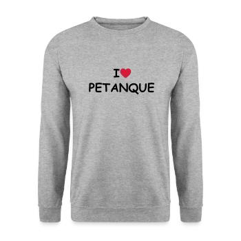 I love/heart Petanque - Unisex Pullover - Weißgrau meliert - Vorne - Alina (178cm) & Michal (187cm)