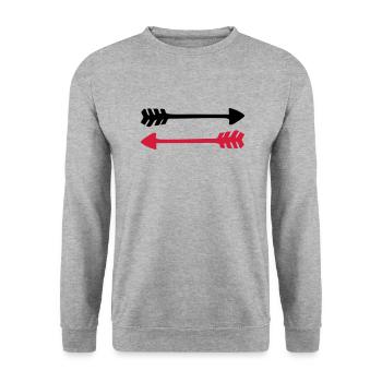 2 arrows, 2 directions, Native Indian War symbol - Unisex Sweatshirt - salt & pepper - Front - Alina (178cm) & Michal (187cm)
