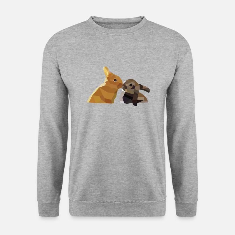 Osterhasen Polygon Hasen Kaninchen Geschenk Liebe - Unisex Pullover - Weißgrau meliert