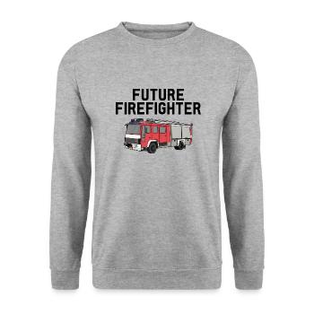 FUTURE FIREFIGHTER - Unisex Pullover - Weißgrau meliert - Vorne - Alina (178cm) & Michal (187cm)