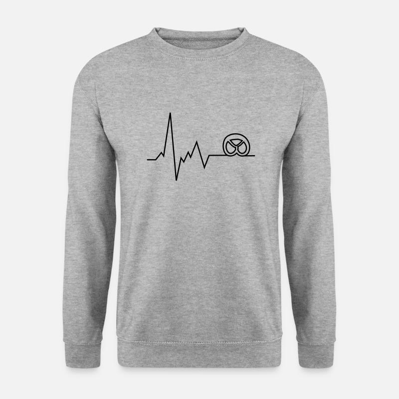 herzschlag brezel - Unisex Pullover - Weißgrau meliert
