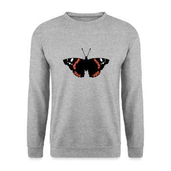 Schmetterling (Falter, Admiral, Vanessa Atalanta) - Unisex Pullover - Weißgrau meliert - Vorne - Alina (178cm) & Michal (187cm)