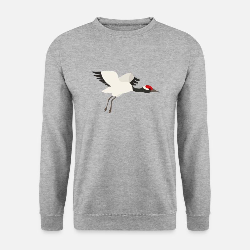 Kranich - Unisex Pullover - Weißgrau meliert