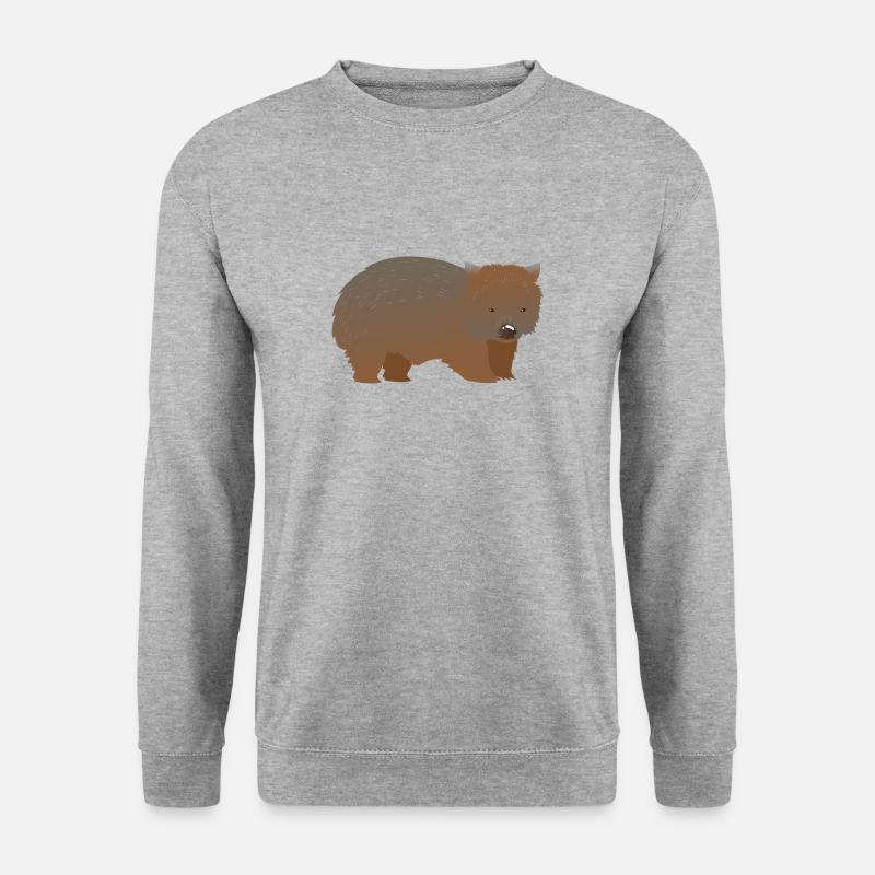 Brauner haariger Nasenwombat - Unisex Pullover - Weißgrau meliert
