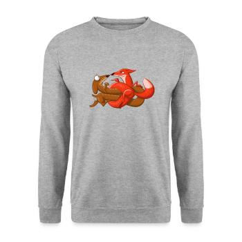 Looped dachshund - Unisex Sweatshirt - salt & pepper - Front - Alina (178cm) & Michal (187cm)