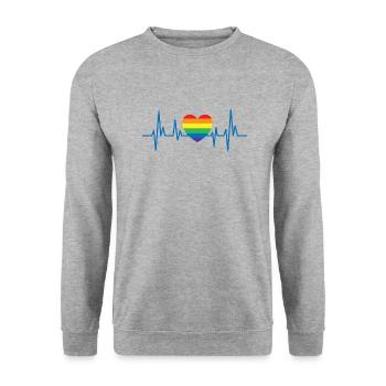 Puls Pride Transgenre LGBT Droits cadeaux - Sweat-shirt Unisexe - gris chiné - Devant - Alina (178cm) & Michal (187cm)