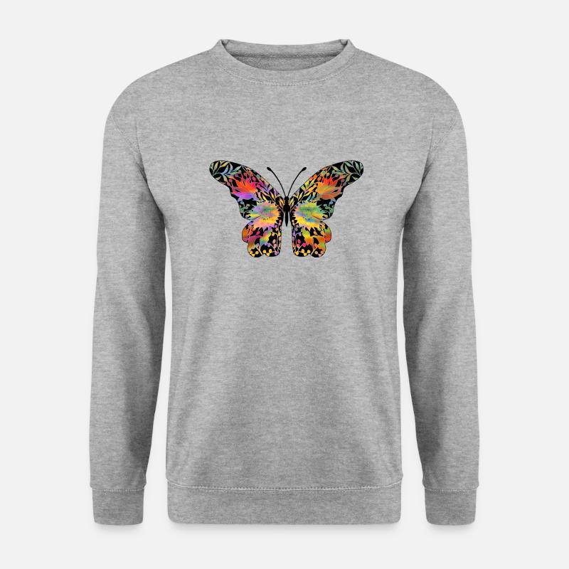 Schmetterling - Unisex Pullover - Weißgrau meliert