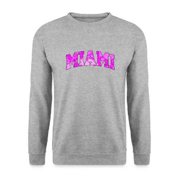 Logo Miami : Design collégial avec ambiance tropic - Sweat-shirt Unisexe - gris chiné - Devant - Alina (178cm) & Michal (187cm)