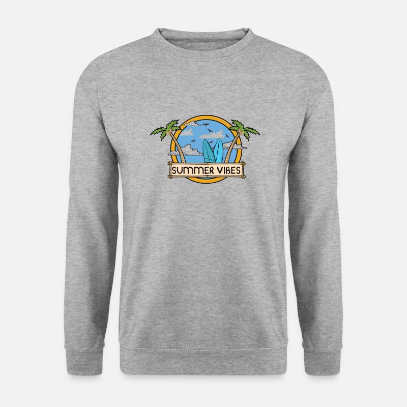 Sonne Urlaub Palmen Surfen Sonne - Unisex Pullover - Weißgrau meliert