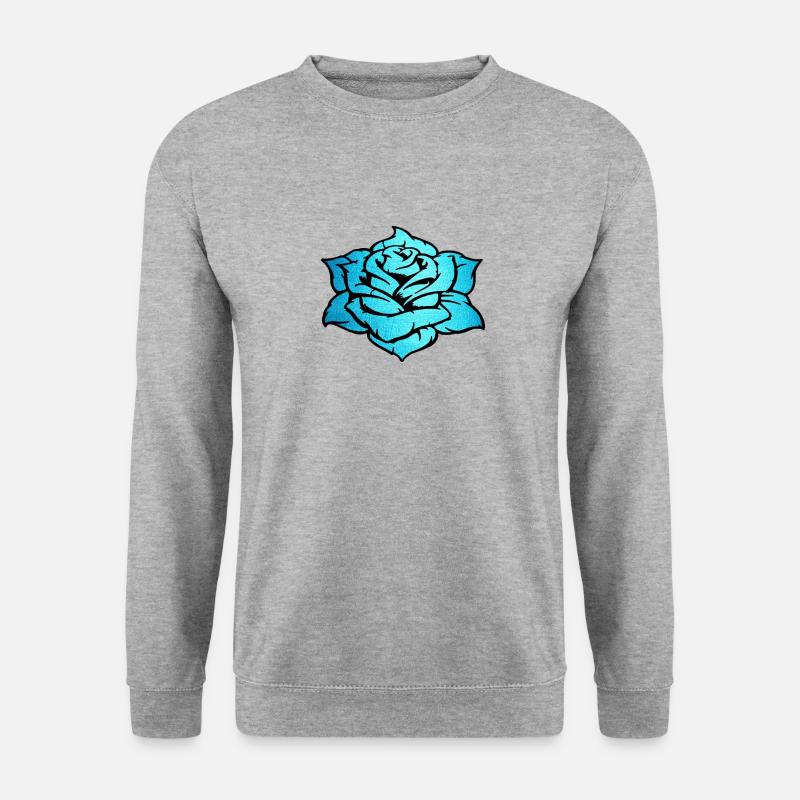 Rose Türkis - Unisex Pullover - Weißgrau meliert