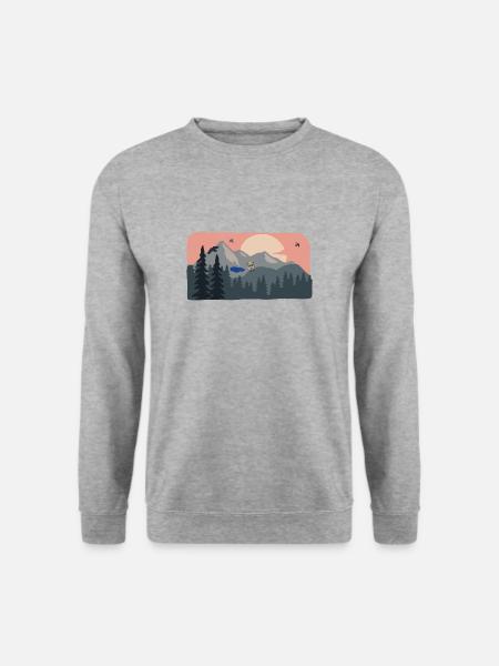 Ziege in den Bergen - Unisex Pullover - Weißgrau meliert