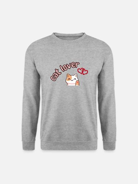 Katzenliebhaber - für den Katzenliebhaber - gute Geschenkidee - Unisex Pullover - Weißgrau meliert