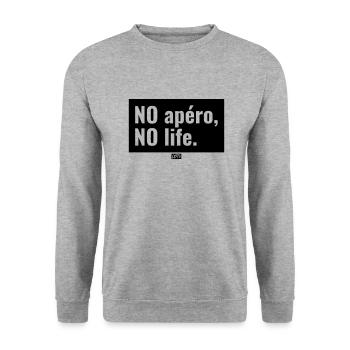 Amusant ce motif no Apéro no life - Sweat-shirt Unisexe - gris chiné - Devant - Alina (178cm) & Michal (187cm)