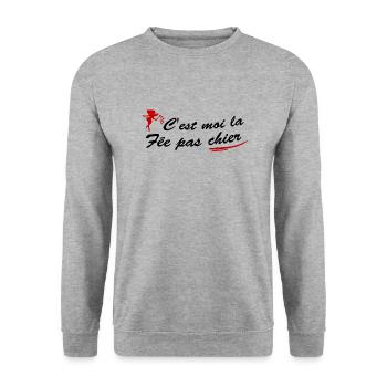 C'est moi la fée pas chier / humour enfant - Sweat-shirt Unisexe - gris chiné - Devant - Alina (178cm) & Michal (187cm)