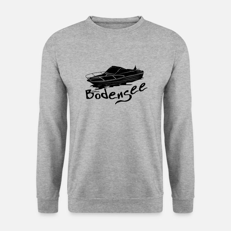 Motorboot schwarz - Unisex Pullover - Weißgrau meliert