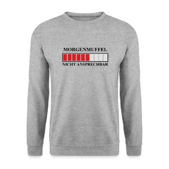 Morgenmuffel - Unisex Pullover - Weißgrau meliert - Vorne - Alina (178cm) & Michal (187cm)