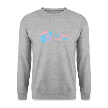 Transcending stereotypes - Trans Transgender LGBTQ - Unisex Pullover - Weißgrau meliert - Vorne - Alina (178cm) & Michal (187cm)