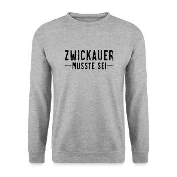 Zwickauer musste sei - Unisex Pullover - Weißgrau meliert - Vorne - Alina (178cm) & Michal (187cm)