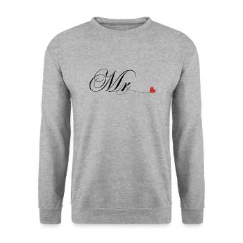 T-shirt de couple assorti Mr et Mme - Sweat-shirt Unisexe - gris chiné - Devant - Alina (178cm) & Michal (187cm)