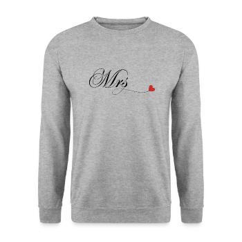 T-shirt personnalisé de couple assorti Mr et Mme - Sweat-shirt Unisexe - gris chiné - Devant - Alina (178cm) & Michal (187cm)