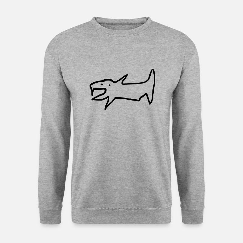 Lachs Fisch - Unisex Pullover - Weißgrau meliert