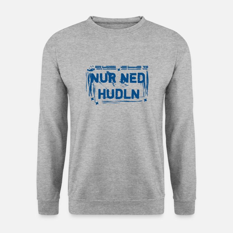 Hudln - bayerische Sprache - Unisex Pullover - Weißgrau meliert