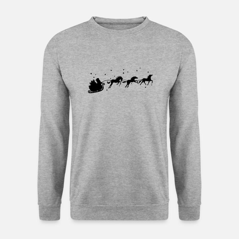Santa and horses - Unisex Pullover - Weißgrau meliert