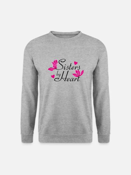 Schwestern im Herzen - Unisex Pullover - Weißgrau meliert