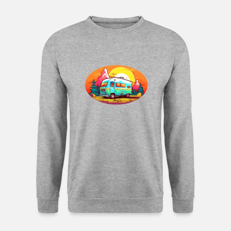Sommer-Camping - Unisex Pullover - Weißgrau meliert