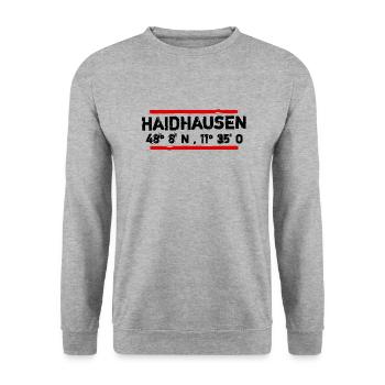 Koordinaten Haidhausen in München imVintage Stil - Unisex Pullover - Weißgrau meliert - Vorne - Alina (178cm) & Michal (187cm)