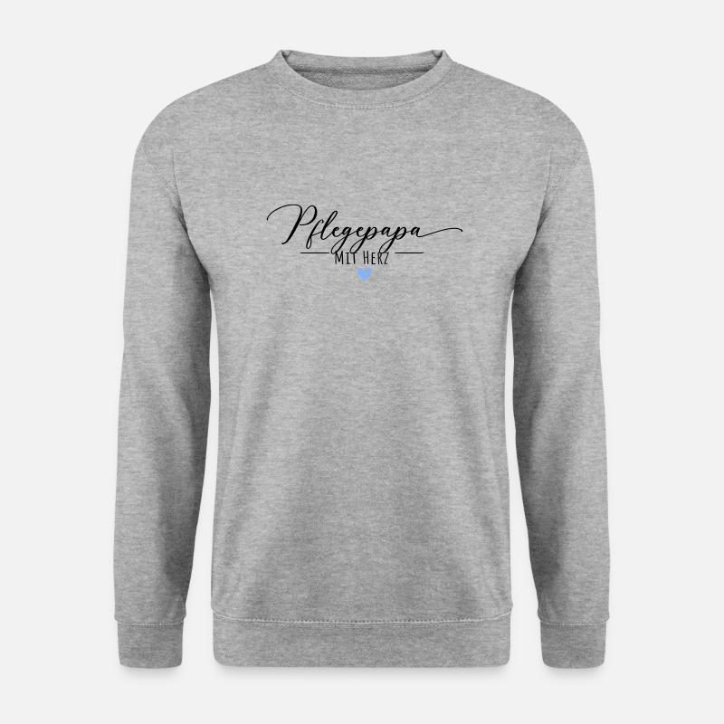 Pflegepapa mit Herz - Unisex Pullover - Weißgrau meliert