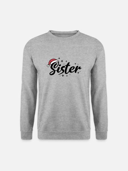 Weihnachtsmütze Sister Schwester - Unisex Pullover - Weißgrau meliert