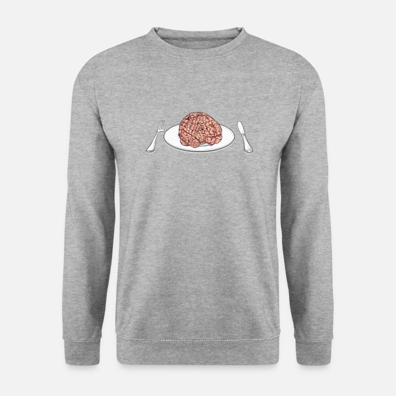 Hirn // Illustration - Unisex Pullover - Weißgrau meliert