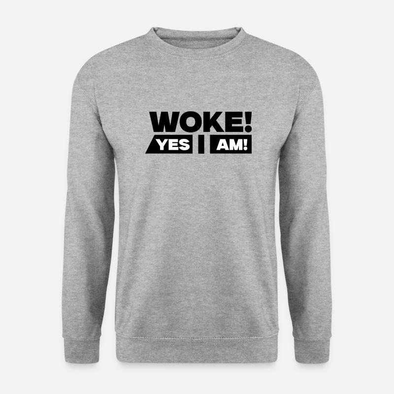 WOKE! Yes i am! - Unisex Pullover - Weißgrau meliert