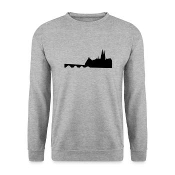 Skyline Regensburg - Unisex Pullover - Weißgrau meliert - Vorne - Alina (178cm) & Michal (187cm)