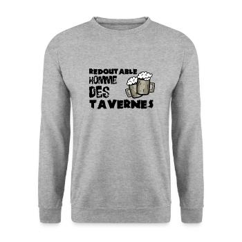 Homme des tavernes - Sweat-shirt Unisexe - gris chiné - Devant - Alina (178cm) & Michal (187cm)
