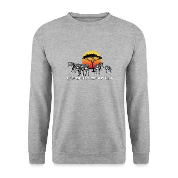 the Spirit of Africa (Zebras) - Unisex Sweatshirt - salt & pepper - Front - Alina (178cm) & Michal (187cm)
