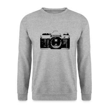 Retro Kamera - Unisex Pullover - Weißgrau meliert - Vorne - Alina (178cm) & Michal (187cm)