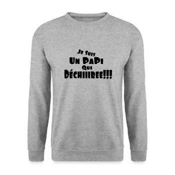 un_papi - Sweat-shirt Unisexe - gris chiné - Devant - Alina (178cm) & Michal (187cm)