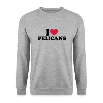 I love pelicans - Sweat-shirt Unisexe - gris chiné - Devant - Alina (178cm) & Michal (187cm)