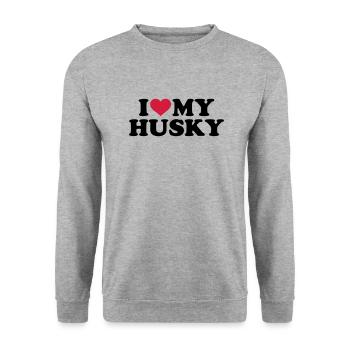 Husky - Unisex Pullover - Weißgrau meliert - Vorne - Alina (178cm) & Michal (187cm)